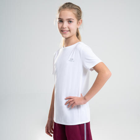 Tee-shirt d'athlétisme manches courtes respirant enfant AT 100 blanc