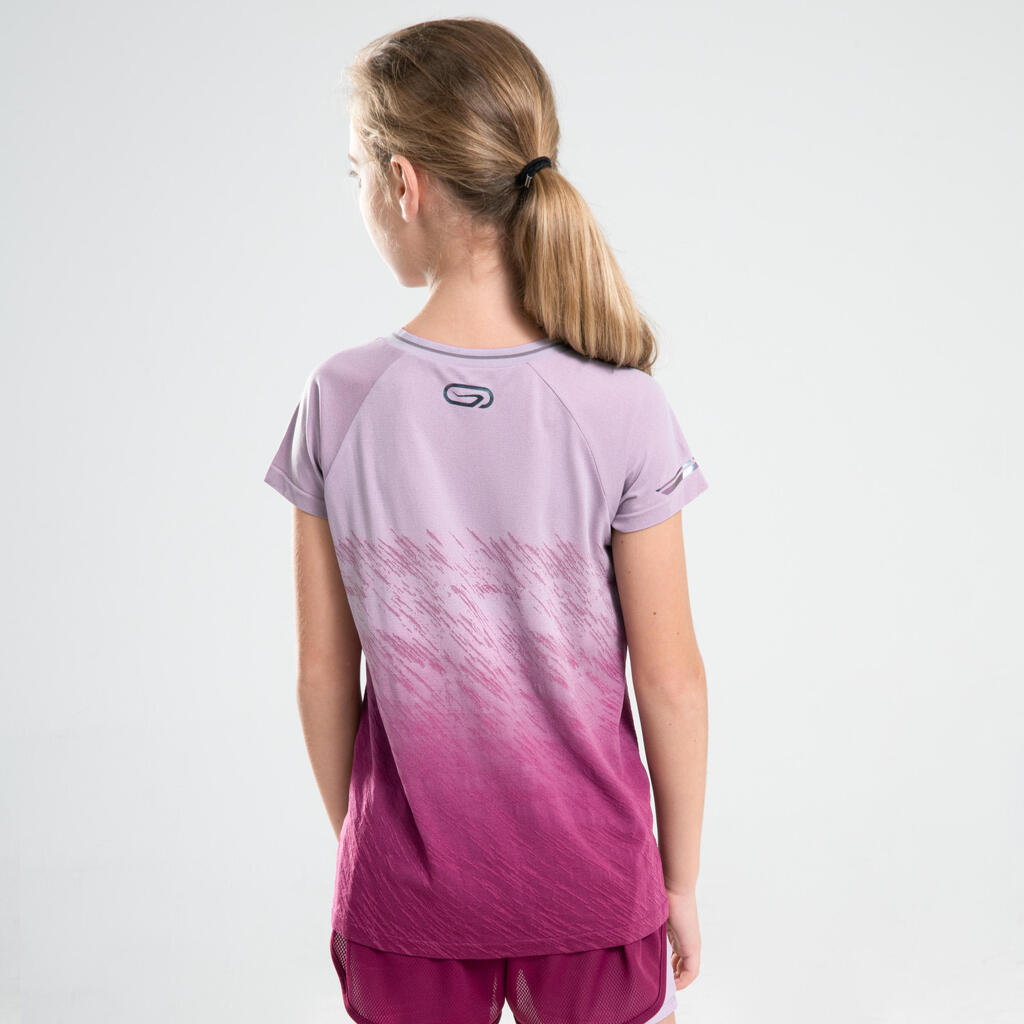 Dievčenské tričko s krátkym rukávom na beh a atletiku Kiprun Care tyrkysové