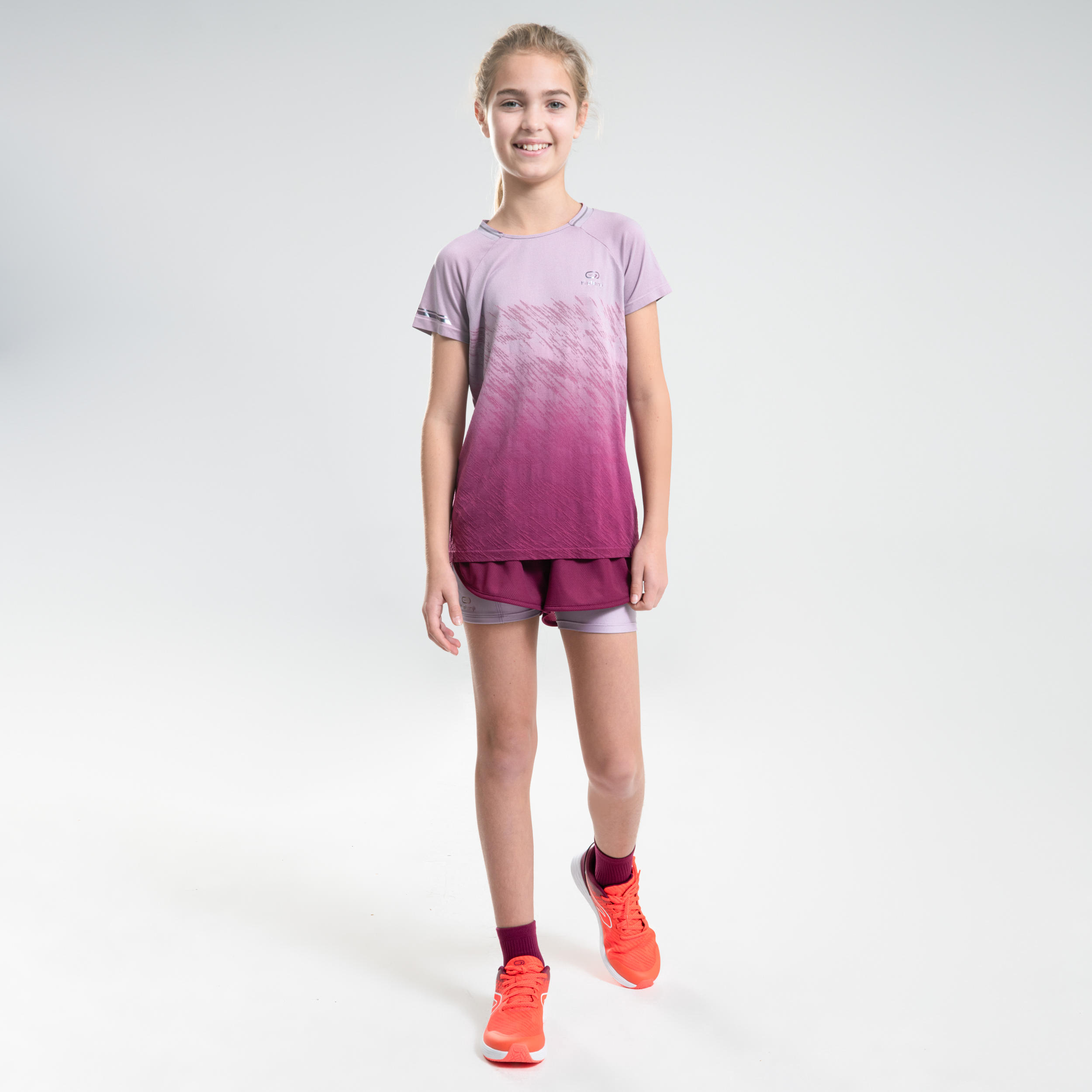 AT 500 GIRLS' ATHLETICS T-SHIRT - PURPLE 7/11