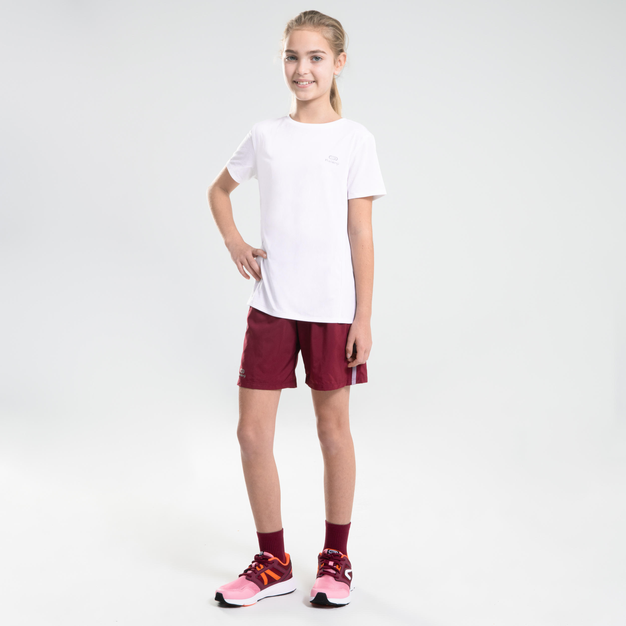 AT 100 KIDS' ATHLETICS BAGGY SHORTS - PURPLE 7/9