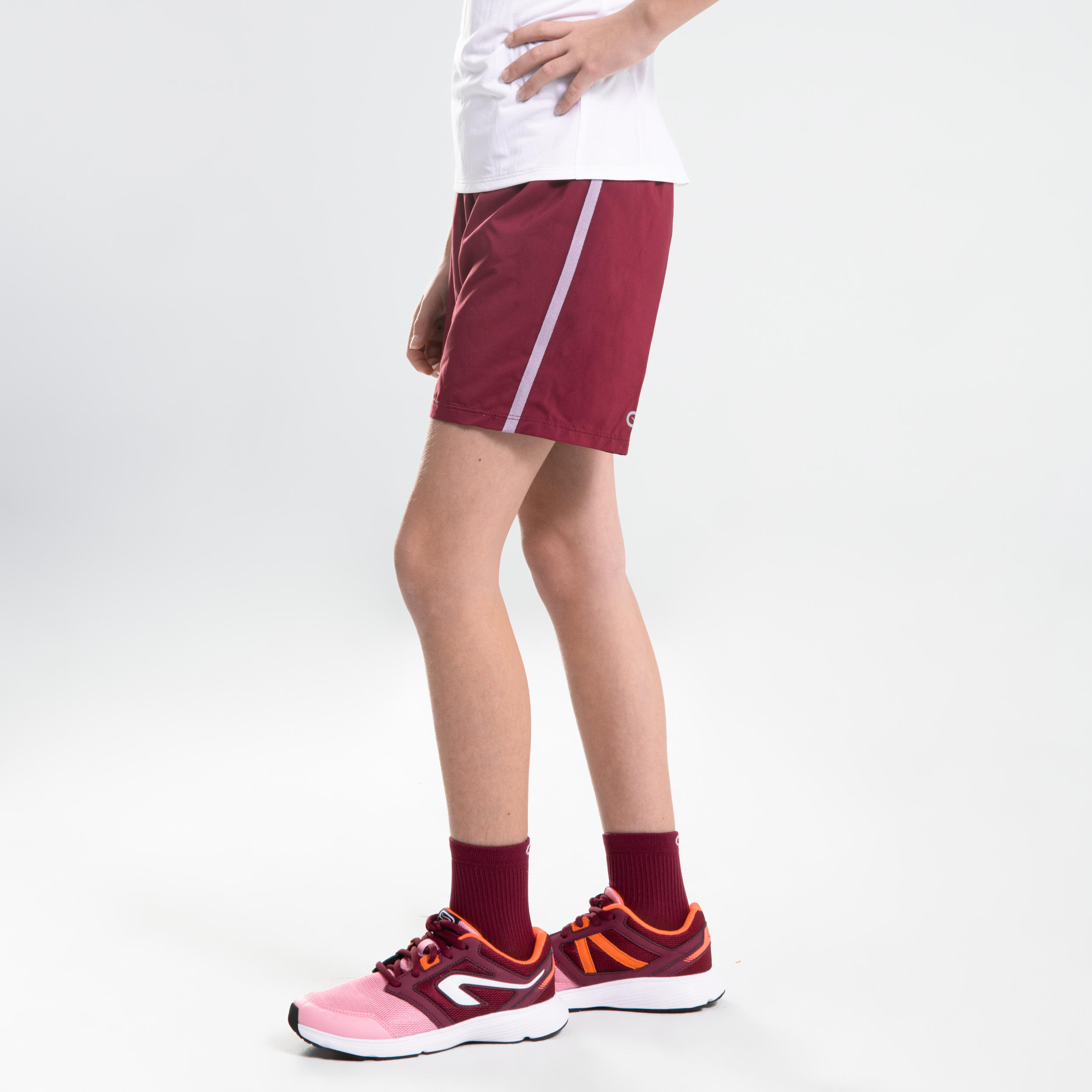 AT 100 KIDS' ATHLETICS BAGGY SHORTS - PURPLE 4/9