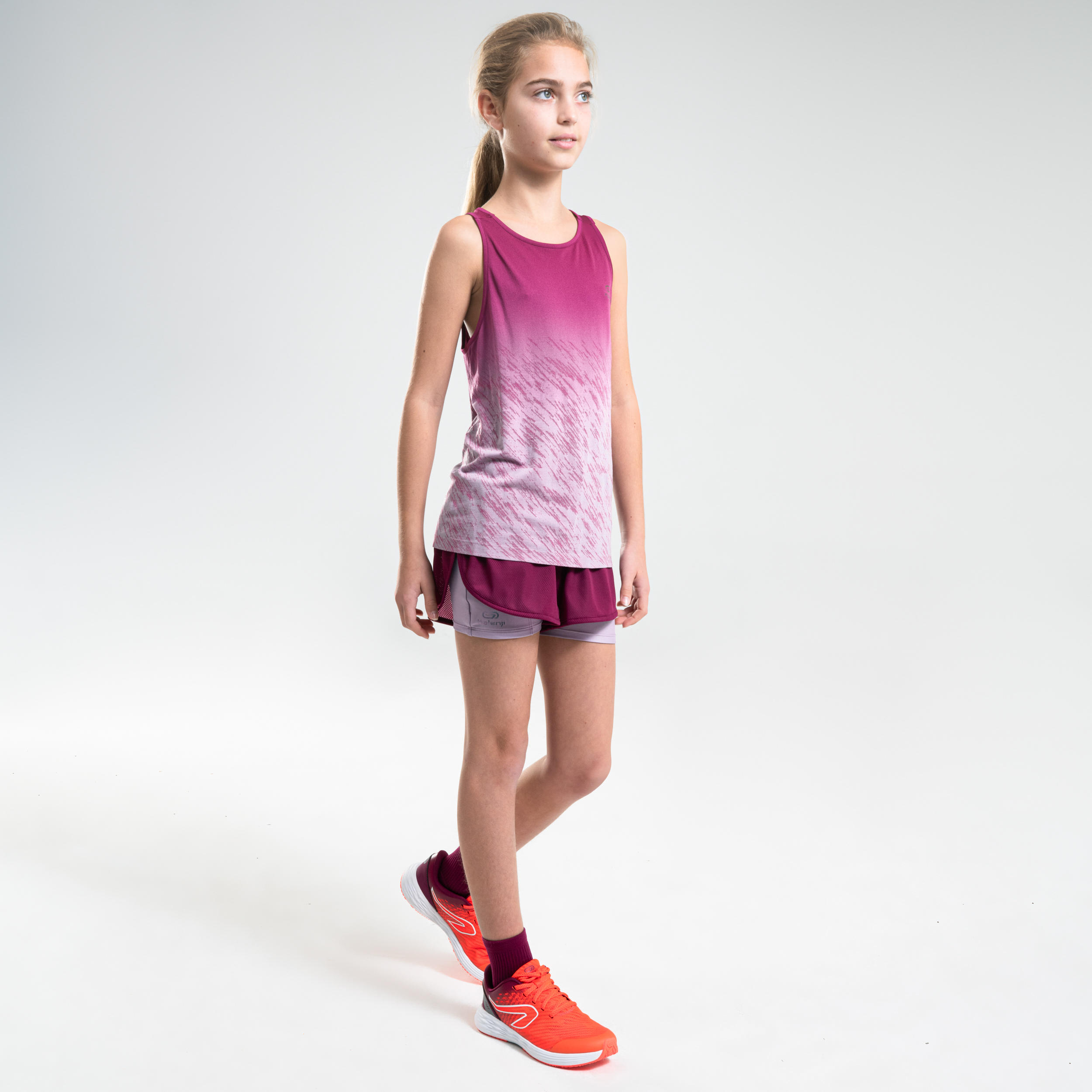 AT 500 GIRLS' ATHLETICS TANK TOP - BURGUNDY 6/14