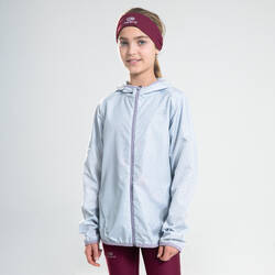 KALENJI AT 100 KIDS' ATHLETICS WINDPROOF JACKET - PEARL GREY/PINK