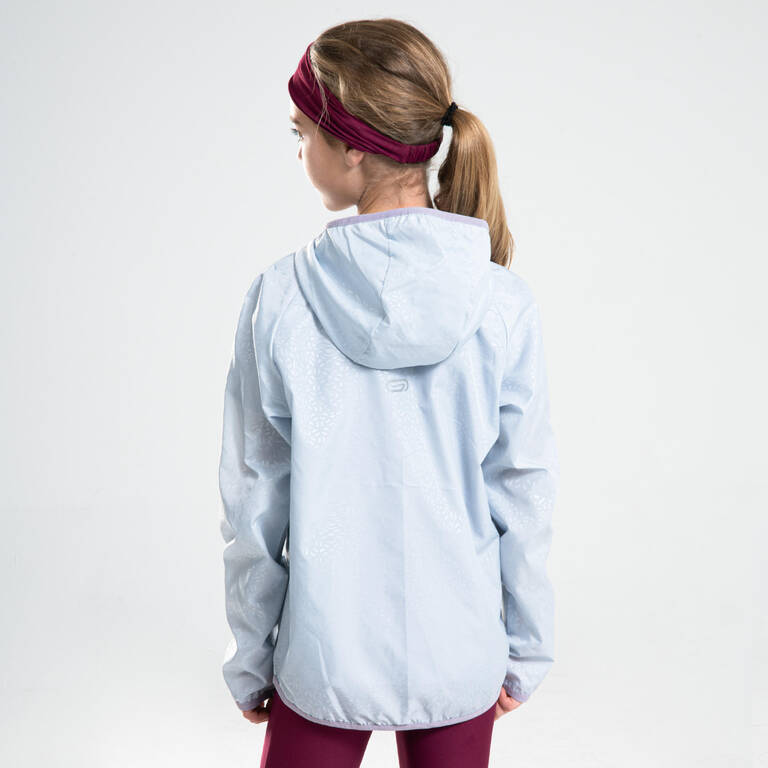 KALENJI AT 100 KIDS' ATHLETICS WINDPROOF JACKET - PEARL GREY/PINK