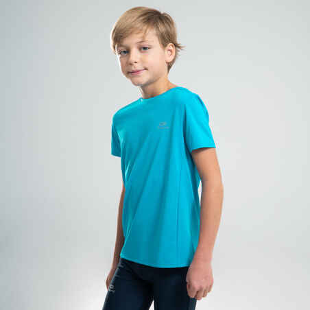 AT 100 KIDS' ATHLETICS T-SHIRT - TURQUOISE BLUE