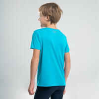 AT 100 KIDS' ATHLETICS T-SHIRT - TURQUOISE BLUE