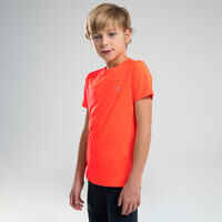 AT 100 KIDS' ATHLETICS T-SHIRT - NEON ORANGE