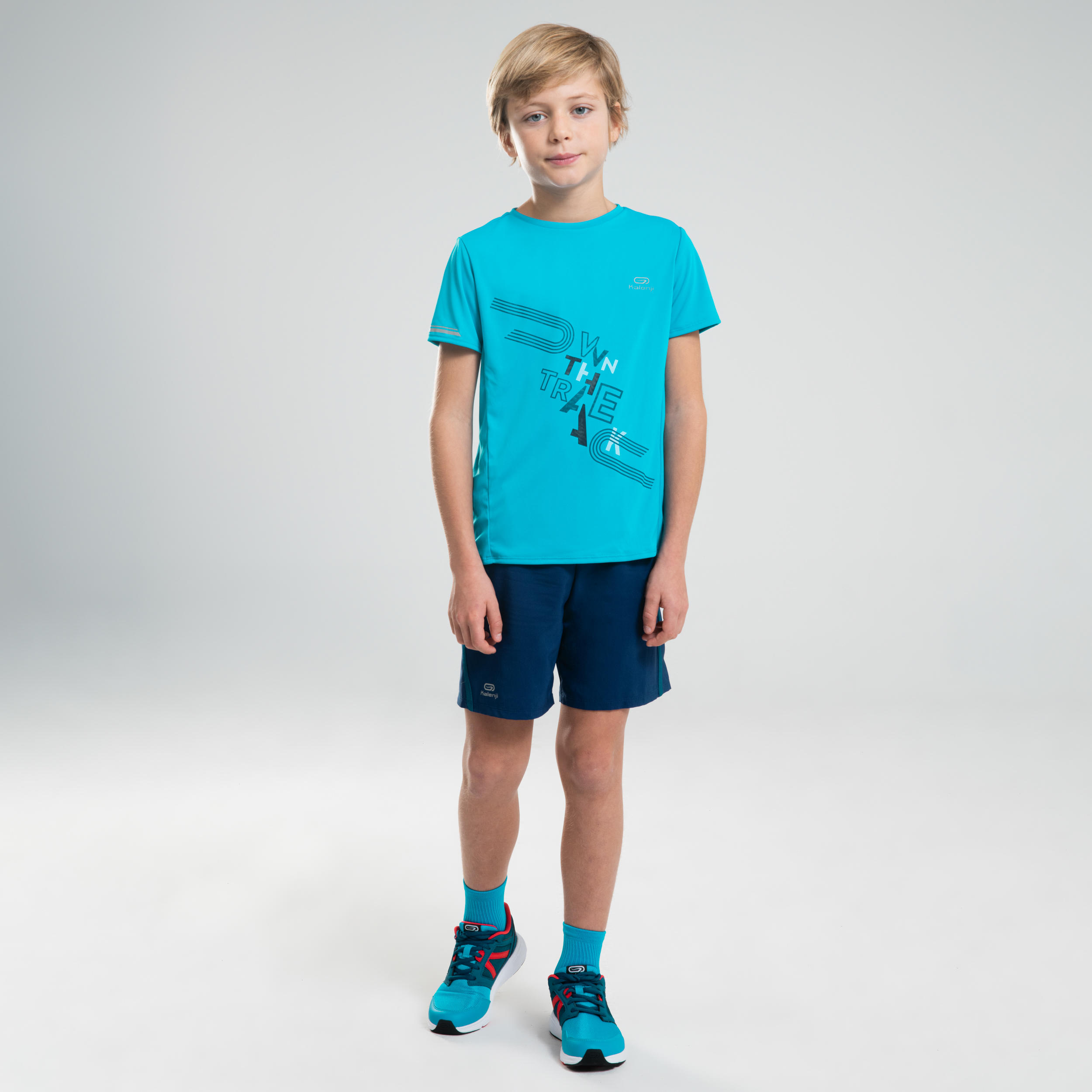 Kids' Baggy Running or Athletics Shorts AT 100 - Ink Blue 4/6
