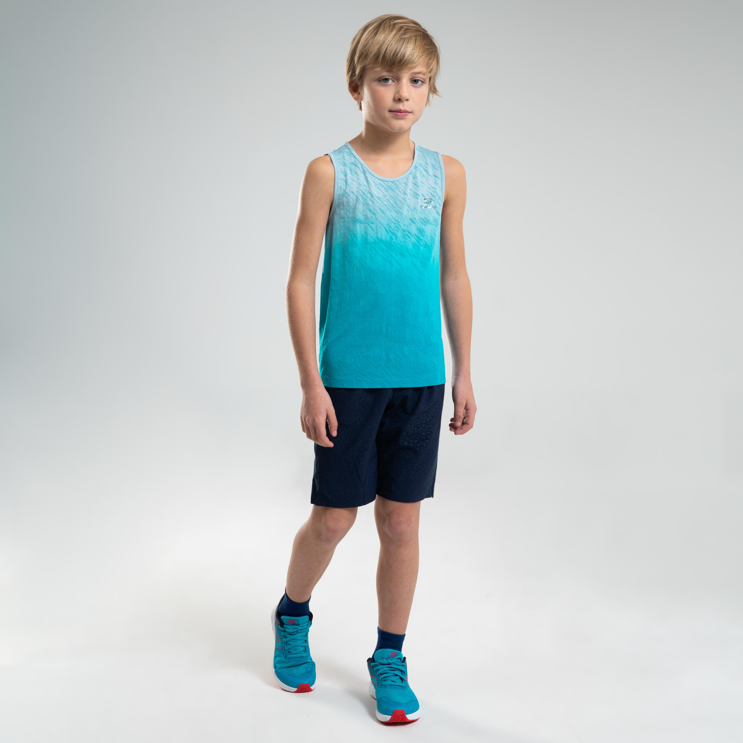 AT 500 KIDS' ATHLETICS TANK TOP - TURQUOISE BLUE 2/8