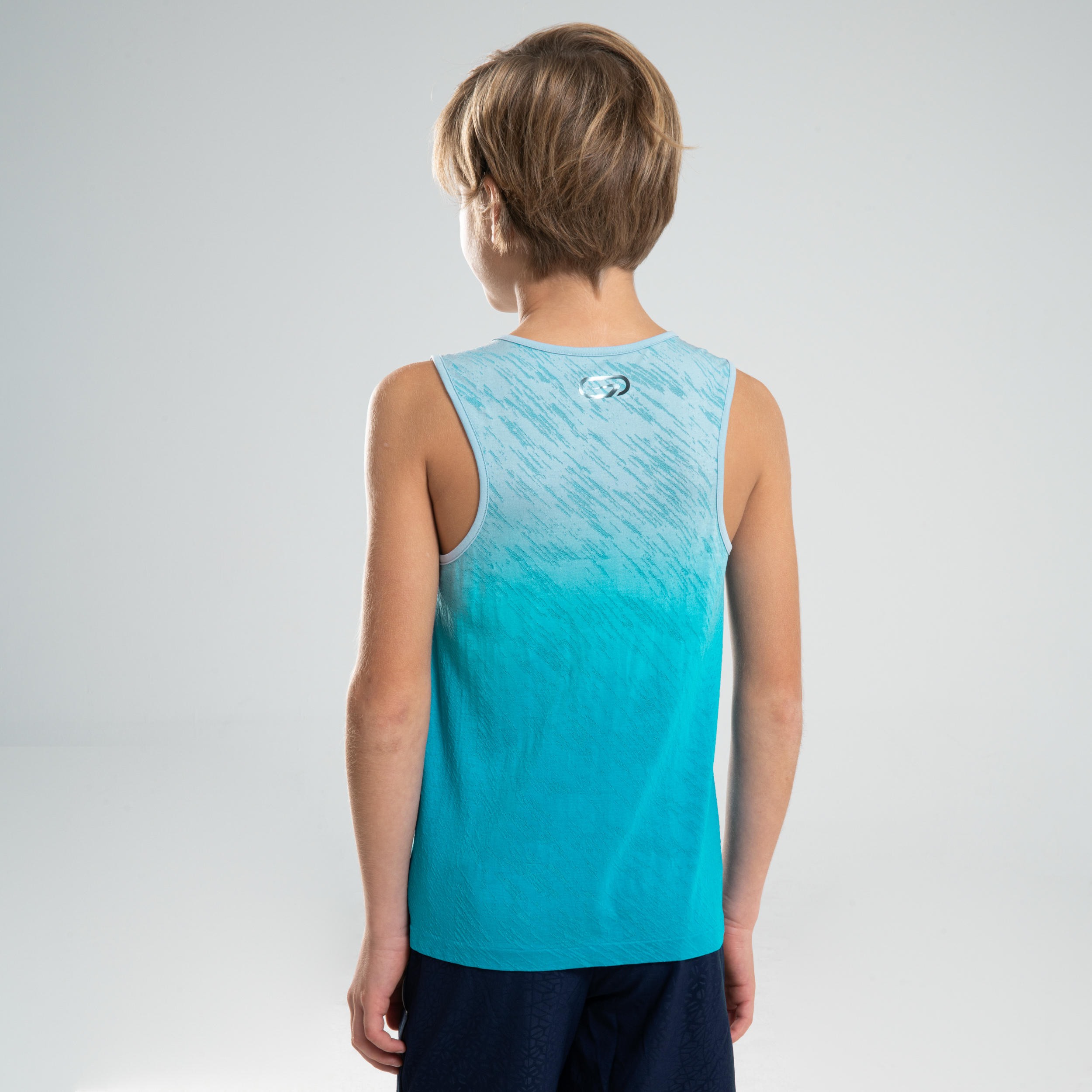 AT 500 KIDS' ATHLETICS TANK TOP - TURQUOISE BLUE 5/8