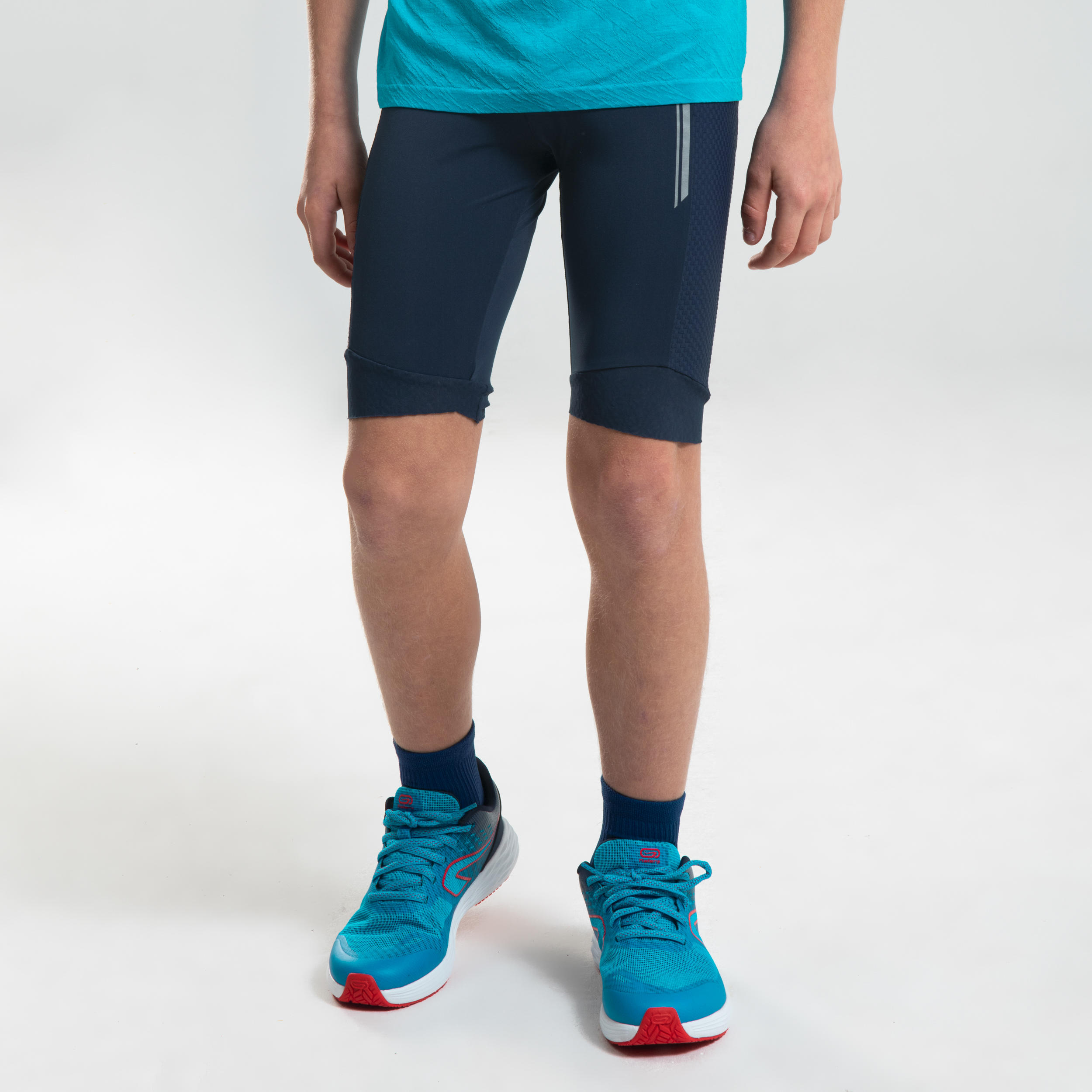 AT 500 KIDS' ATHLETICS TIGHT SHORTS - NAVY BLUE 2/6