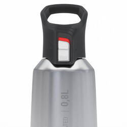 0.8 L stainless steel water bottle with quick-open cap for hiking - Red