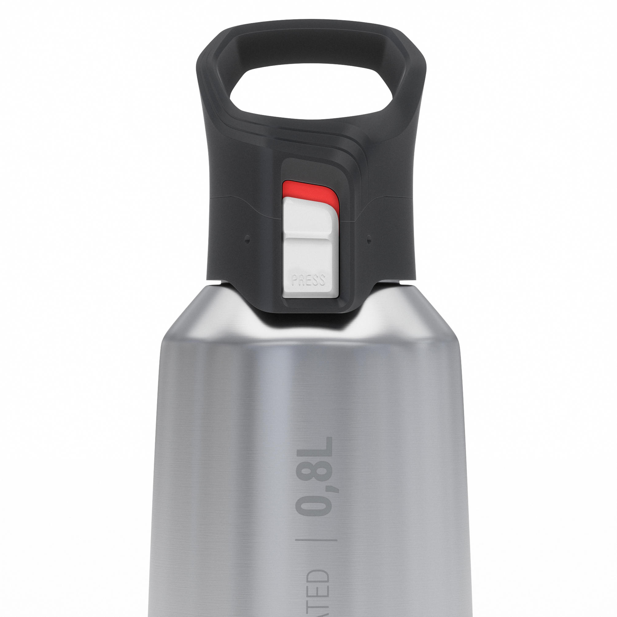 0.8 L stainless steel water bottle with quick-open cap for hiking - Red 34/35