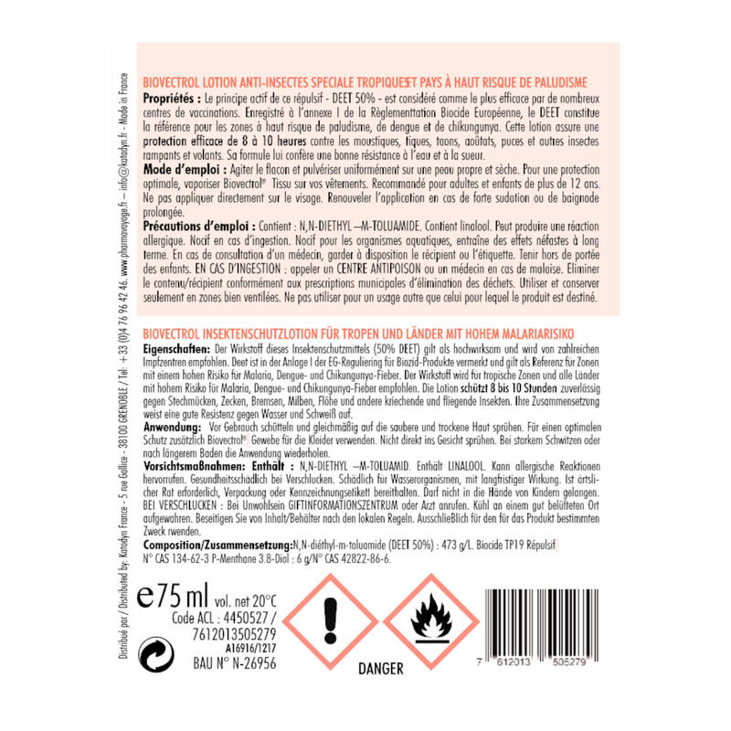 Insektenspray Biovectrol 50 % DEET 75 ml