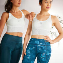 Sporcu Sutyeni Kadin Yoga Yesil Gumus Domyos By Decathlon