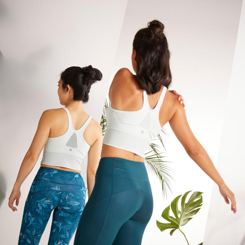 Sporcu Sutyeni Kadin Yoga Yesil Gumus Domyos By Decathlon