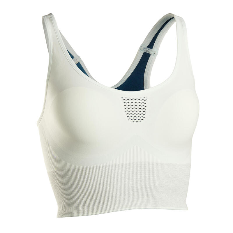 Top lungo seamless donna yoga bianco-silver