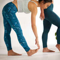 Leggings wendbar dynamisches Yoga blaugrün