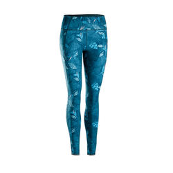 Omkeerbare legging voor dynamische yoga blauw/eendenblauw