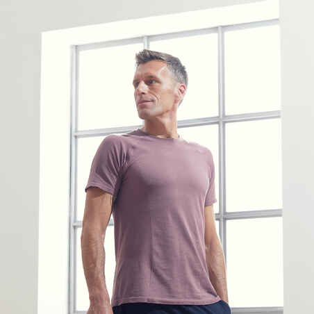 T-Shirt sanftes Yoga nahtlos Herren pflaume