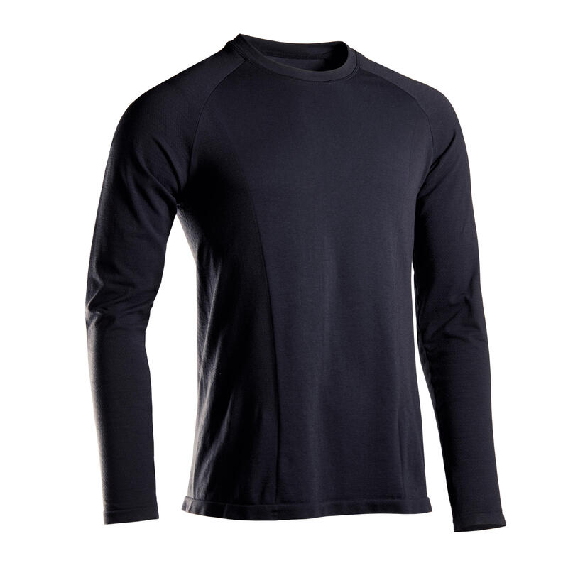 T SHIRT MANCHES LONGUES SANS COUTURES YOGA DOUX NOIR