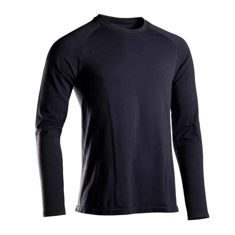 Langarmshirt sanftes Yoga nahtlos Herren schwarz