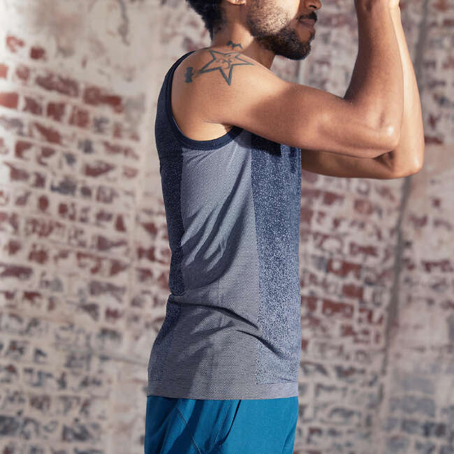 DOMYOS Men's Seamless Yoga Tank Top Black Decathlon