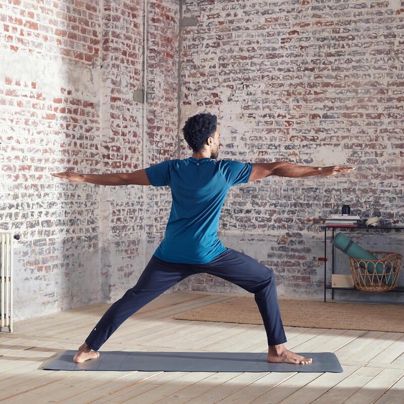 Pantaloni uomo yoga STUDIO slim poliestere traspirante neri