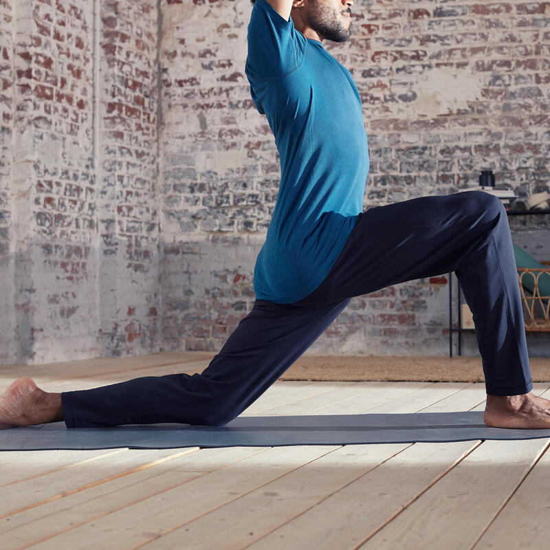 Pantaloni uomo yoga STUDIO slim poliestere traspirante neri