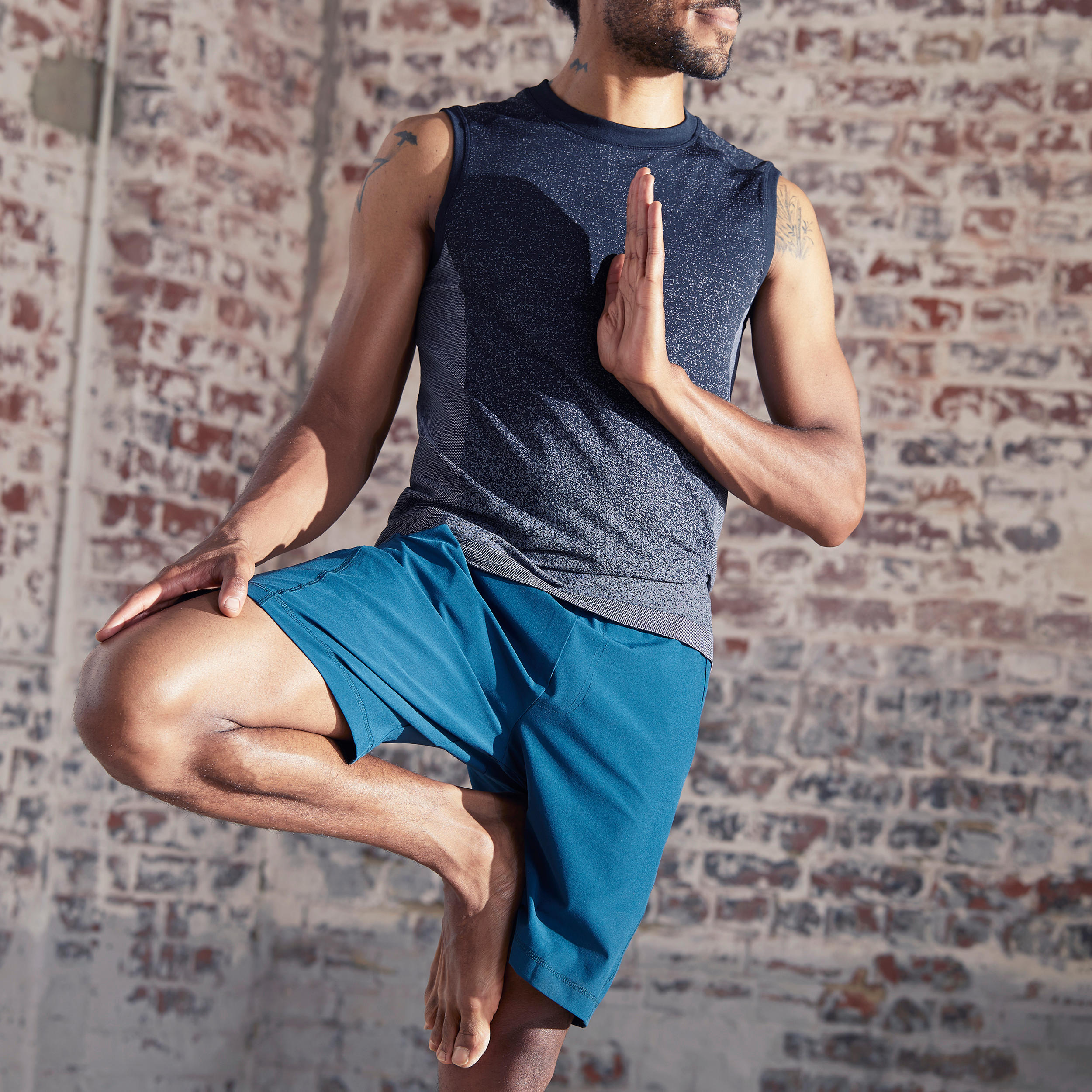 KIMJALY Woven Dynamic Yoga Shorts - Blue