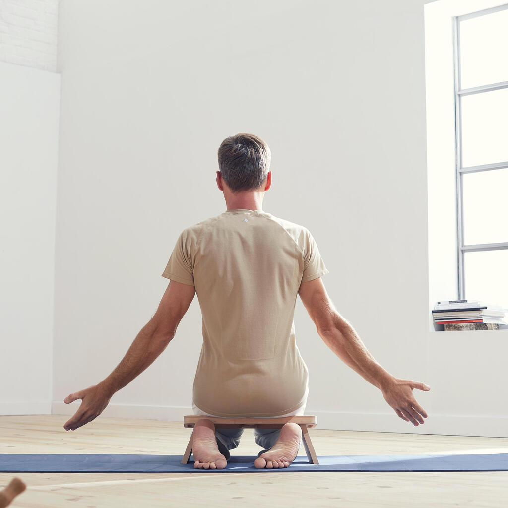 Men's Seamless Short-Sleeved Gentle Yoga T-Shirt - Beige