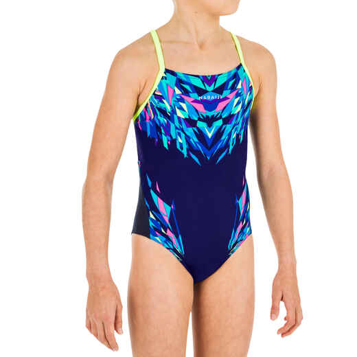 
      Girls' Swimming One-Piece Swimsuit Chlorine Resistant Lexa Kali - Blue
  