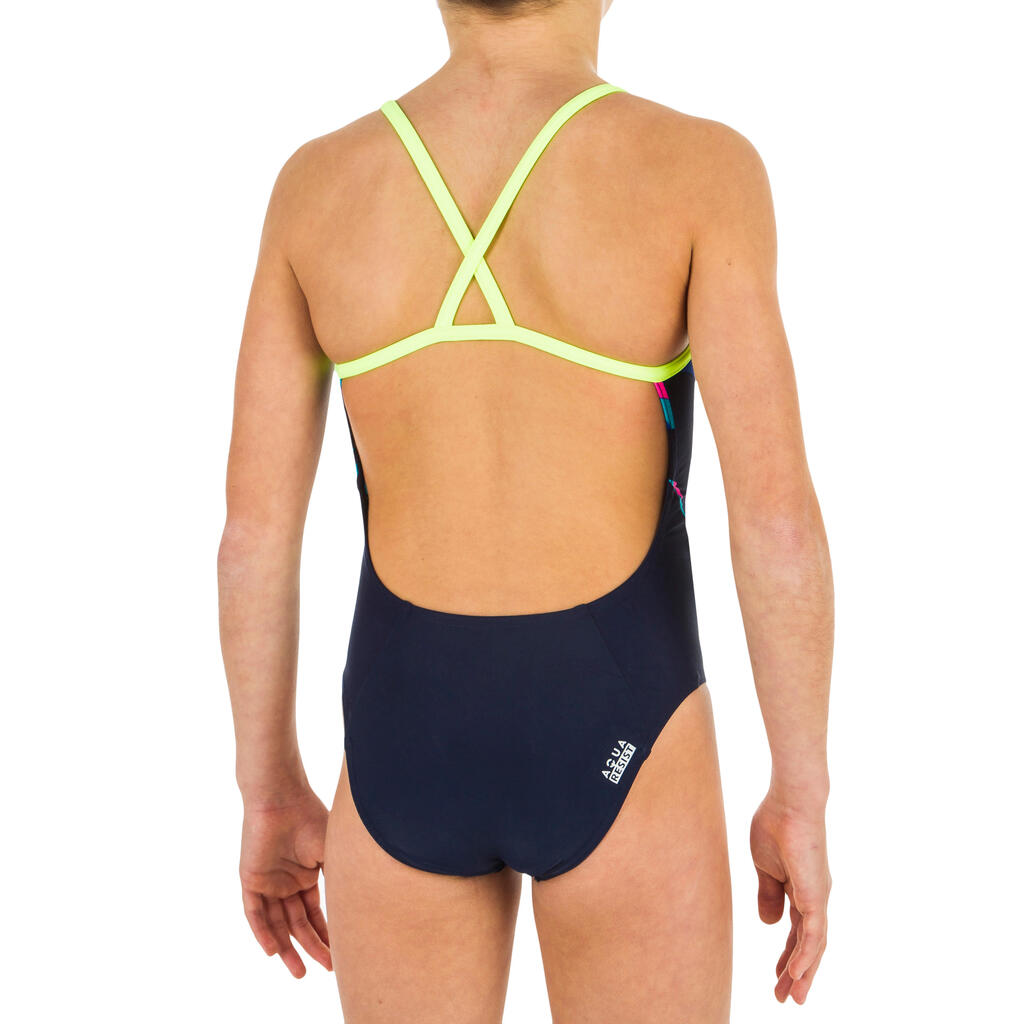 MAILLOT DE BAIN DE NATATION 1 PIECE FILLE ALL LAVO BLEU