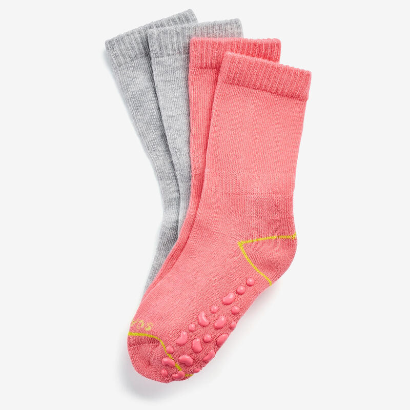 Baba csúszásgátló zokni 500-as, 2 pár, rózsaszín, szürke