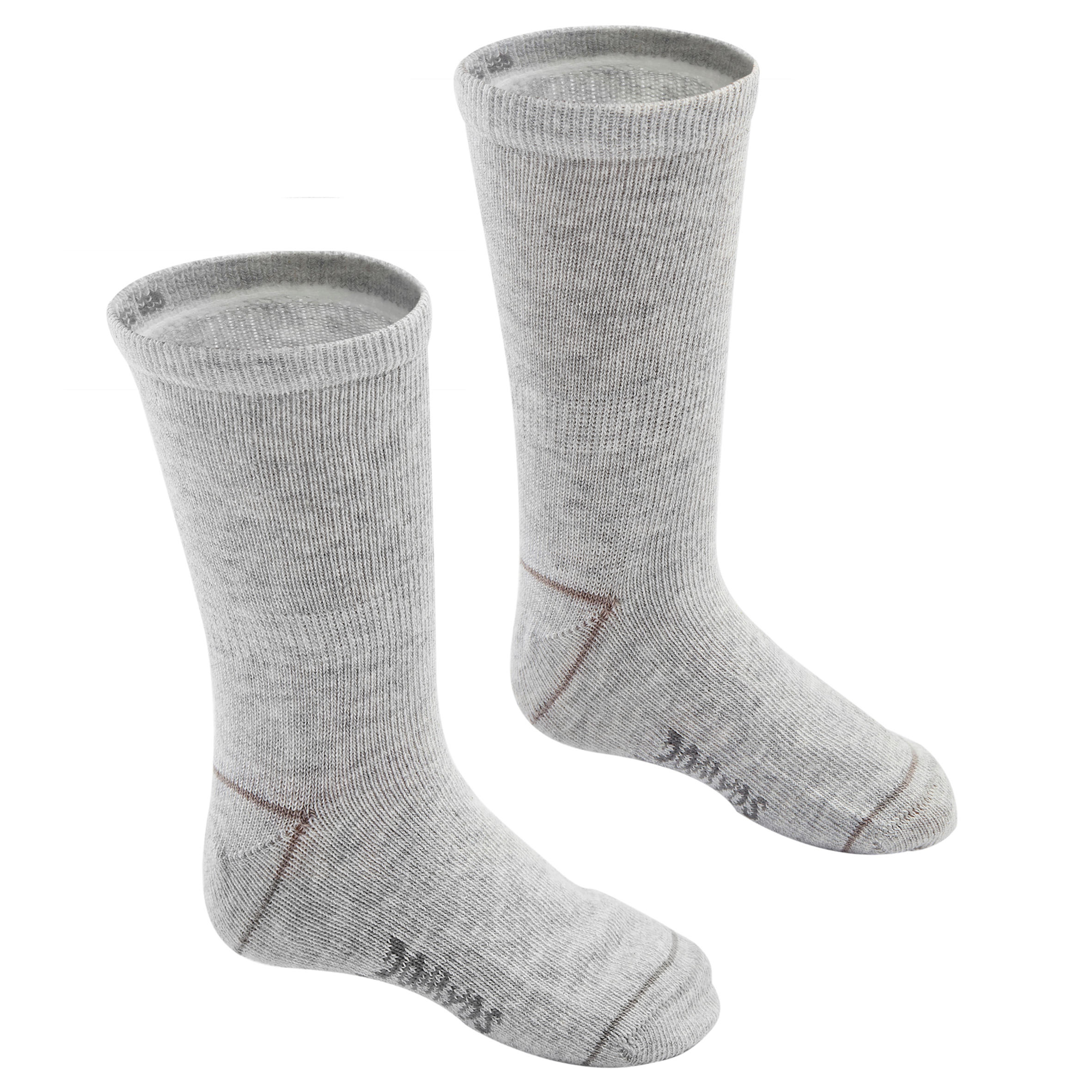 Kids' Basic Mid Socks Twin-Pack - Grey 1/3