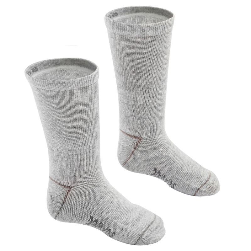 Calcetines Altos Bebés Domyos 100 MID Gimnasia Deportiva 2 Pares Gris