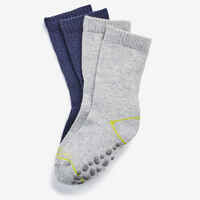 Kids' Non-Slip Socks Twin-Pack - Navy/Grey