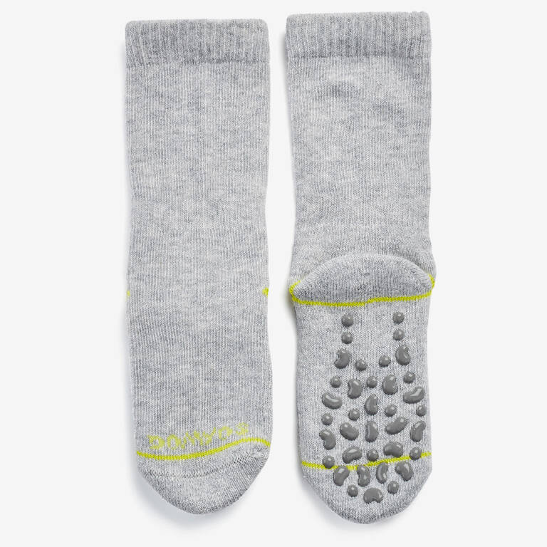 Non-Slip Socks 500 Twin-Pack - Navy/Heathered Grey