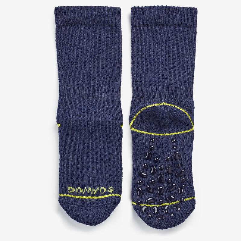Antislip sokken voor kinderen set van 2 paar marineblauw/grijs