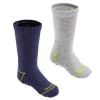 Kids' Non-Slip Socks Twin-Pack - Navy/Grey - Decathlon