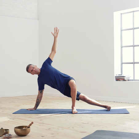 Men's Seamless Short-Sleeved Gentle Yoga T-Shirt - Blue/Grey