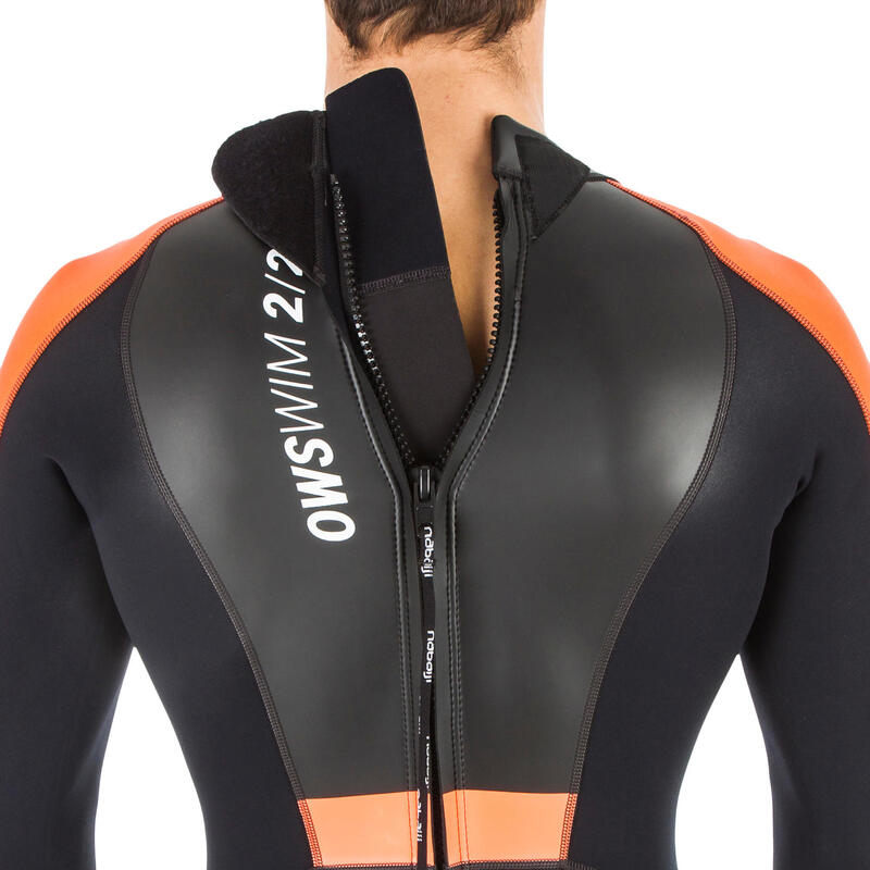 Schwimmanzug Neopren Herren Freiwasserschwimmen – OWS 100 2/2 schwarz/orange 