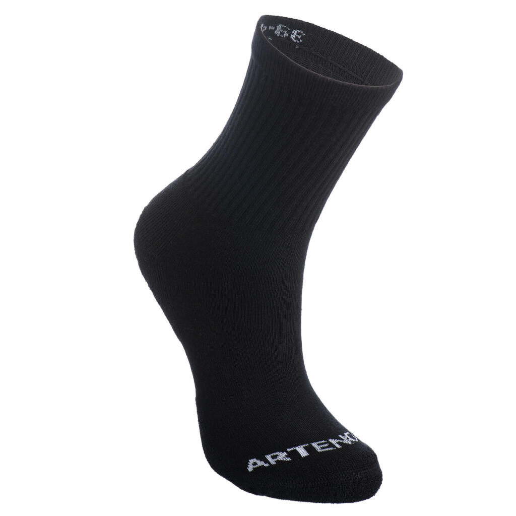 CHAUSSETTES DE SPORT HAUTES RS 100 NOIR LOT DE 3