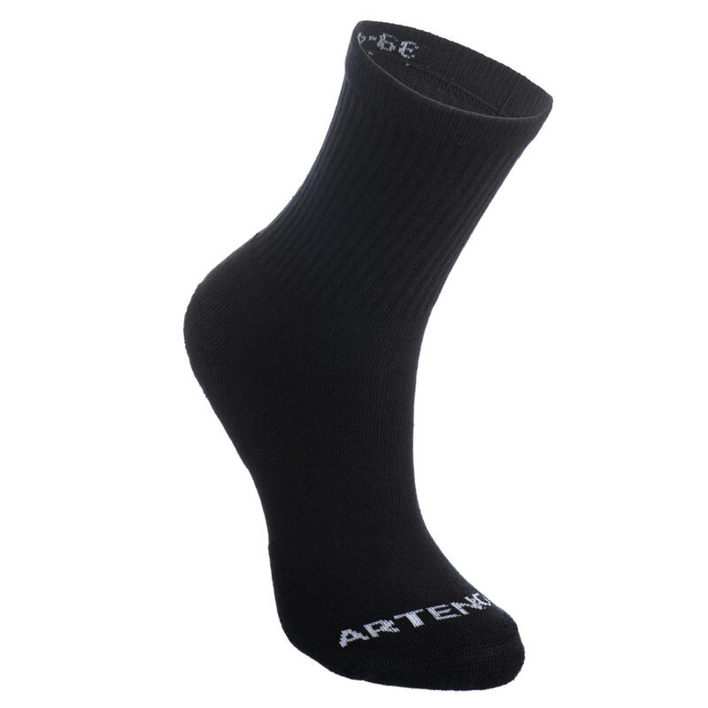 Vysoké tenisové ponožky RS100 černé 3 páry 