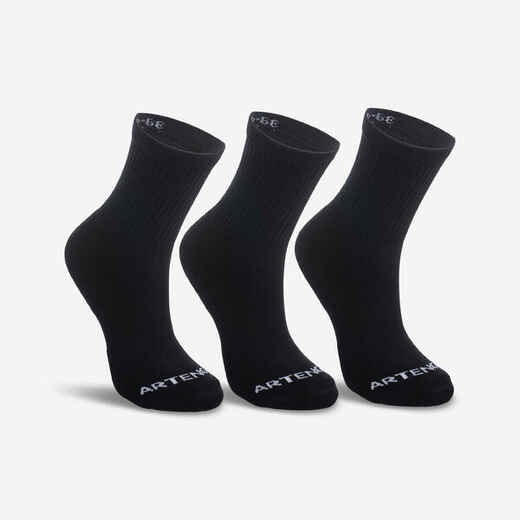 
      Čarape za tenis RS100 visoke crne 3 para 
  