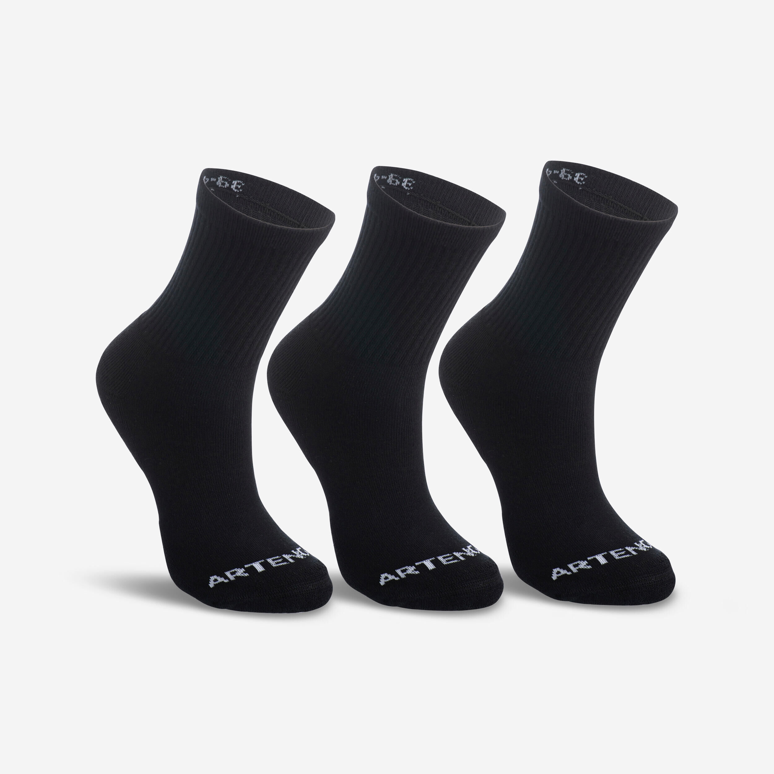 ARTENGO High Sports Socks RS 100 Tri-Pack - Black