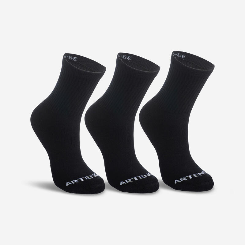 CHAUSSETTES DE SPORT HAUTES RS 100 NOIR LOT DE 3