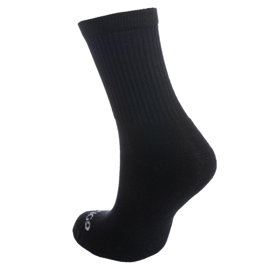 Vysoké športové ponožky RS 100 3 páry čierne