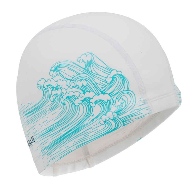 SILICONE MESH SWIM CAP SIZE L - WHITE SEA PRINT