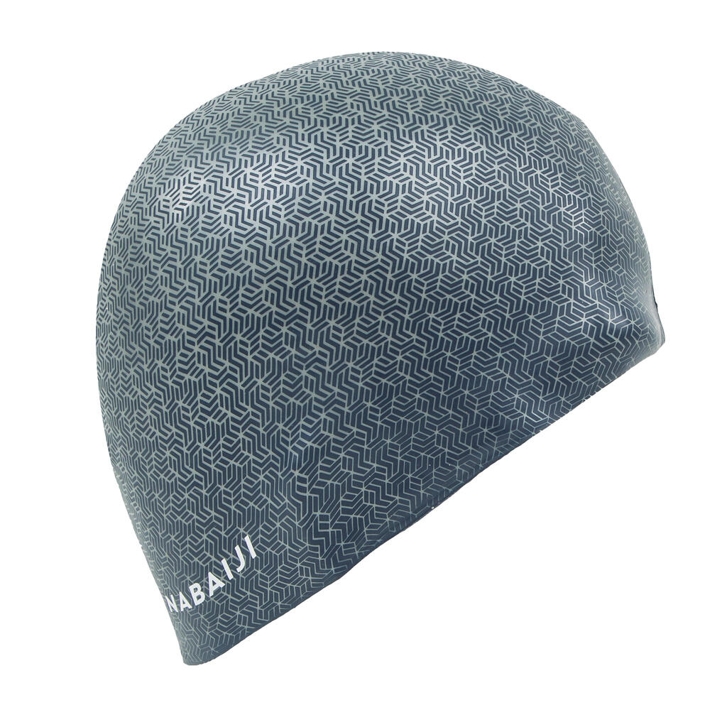 GORRO NATACIÓN SILICONA BLANCO AZUL GEO TALLA ÚNICA